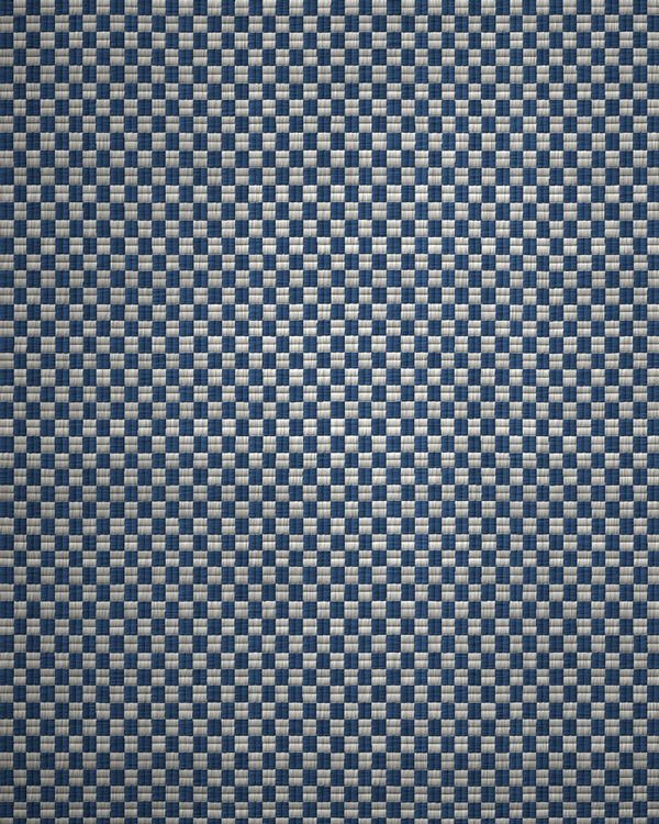 Blue and white cotton oxford in a two-by-one basket weave.